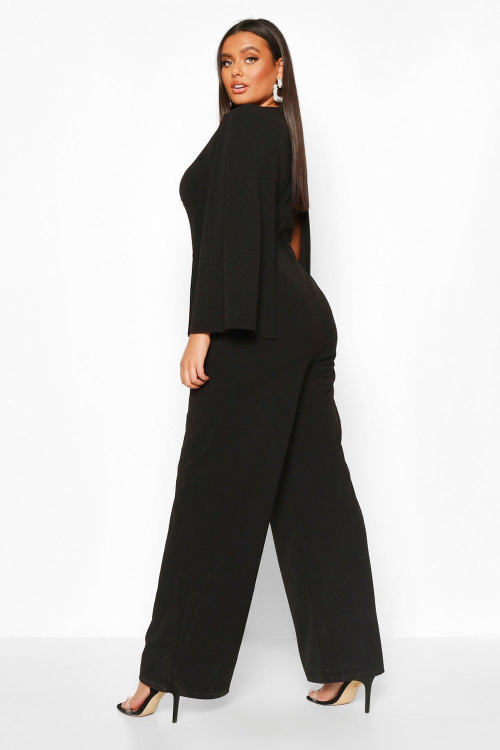 Cape sleeve store jumpsuit plus size