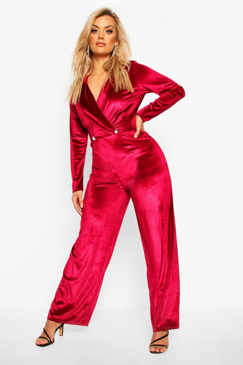 boohoo velvet jumpsuit