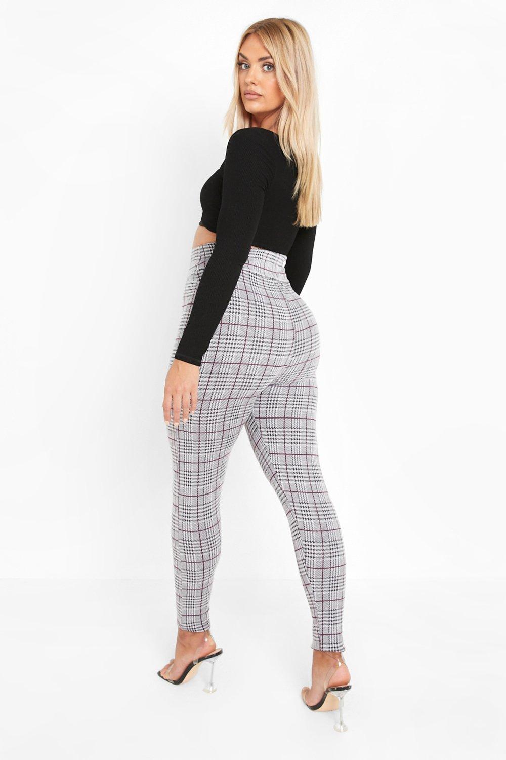 Grey checked outlet leggings