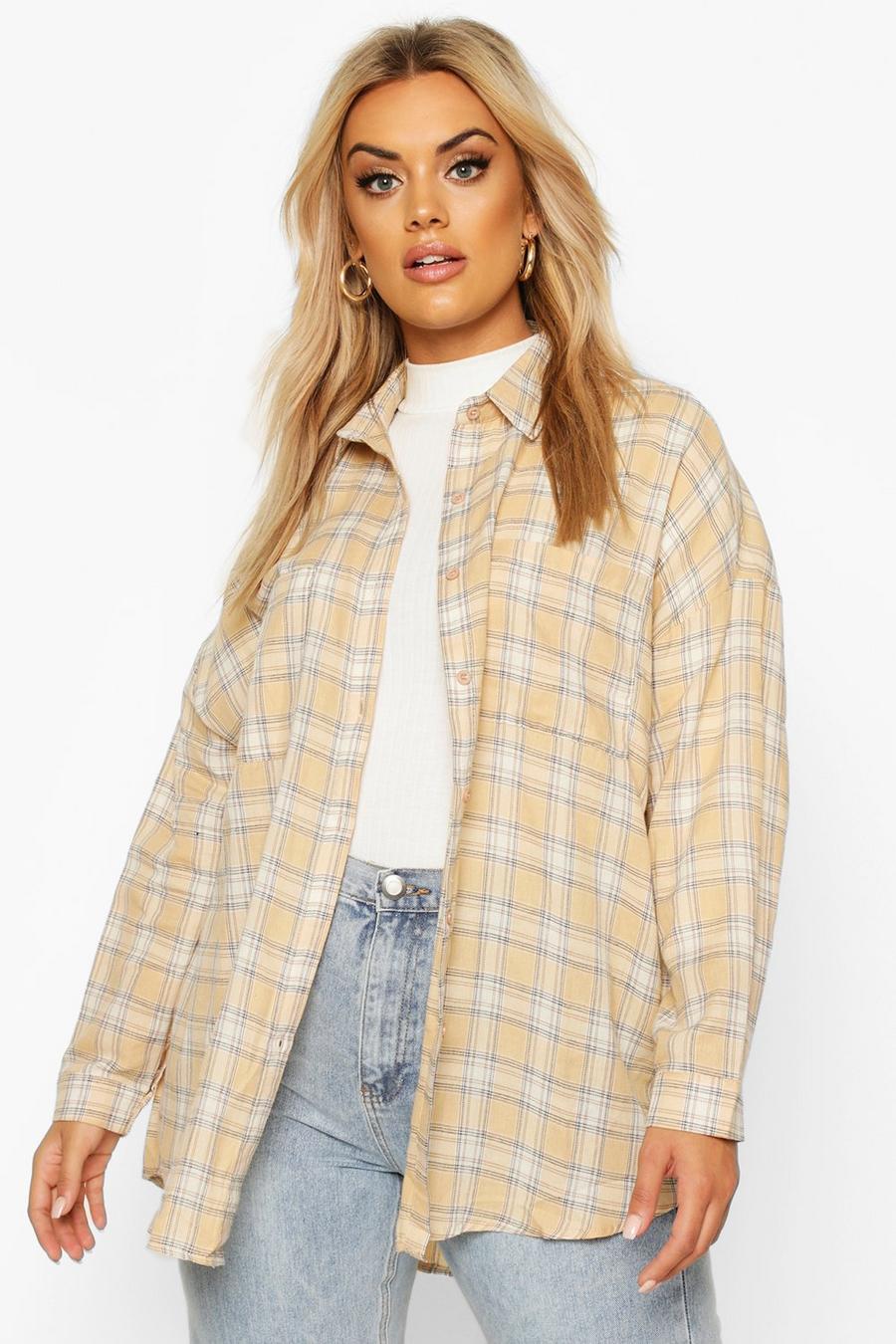 Stone Plus Flannel Oversized Boyfriend Shirt image number 1