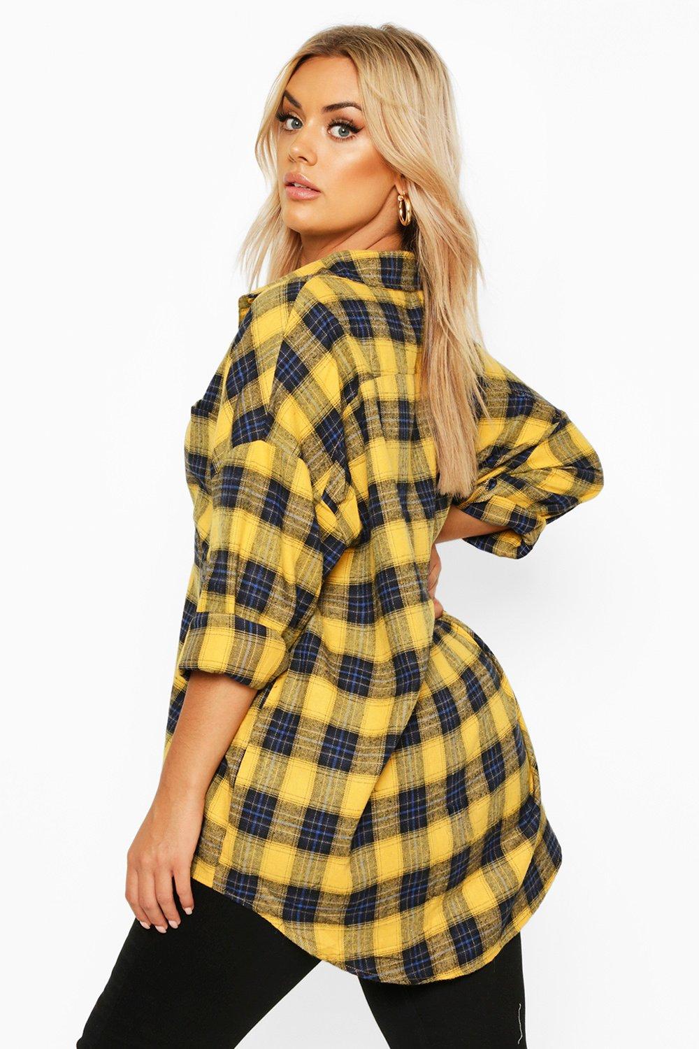 ladies yellow check shirt