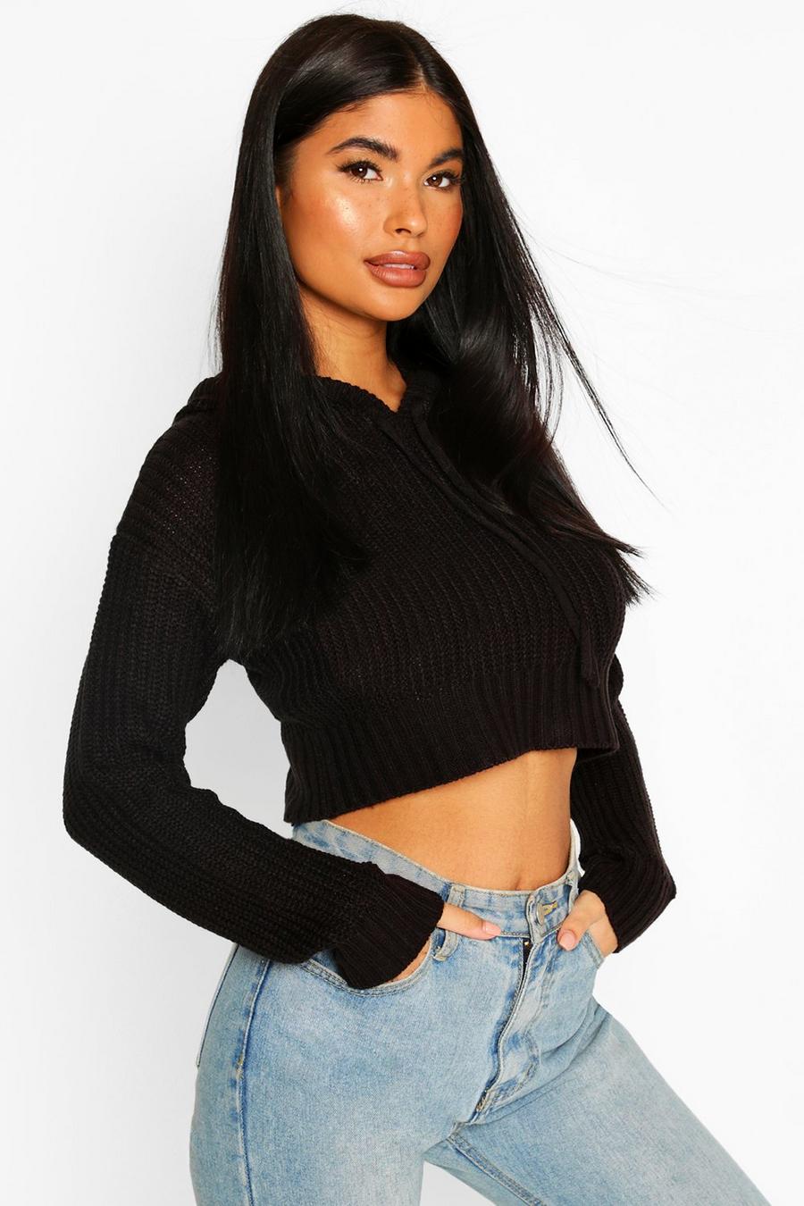 Petite Knitted Cropped Hoody image number 1