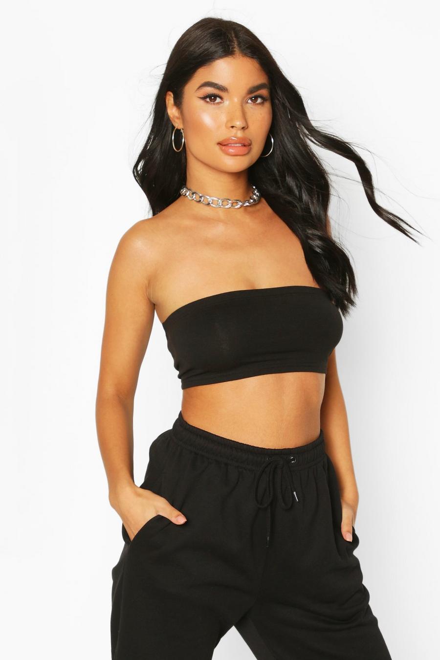 Black Petite Cotton Bandeau Top image number 1