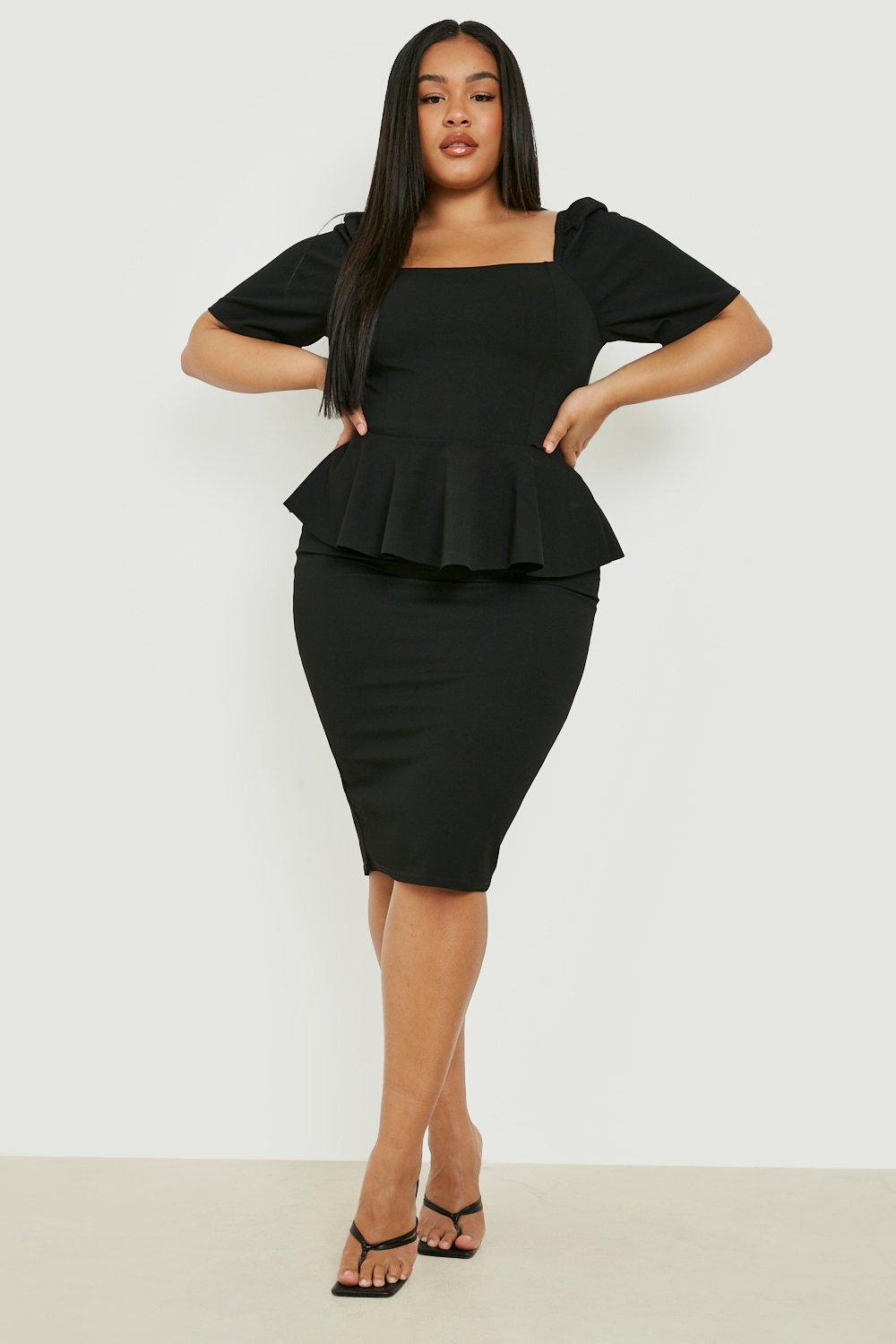 Black peplum dress outlet with sleeves