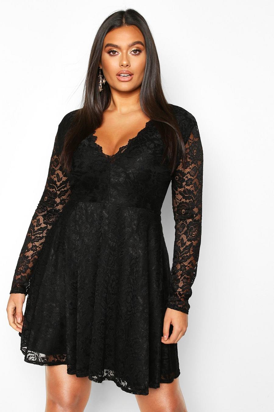Plus Lace Scallop Edge Skater Dress image number 1