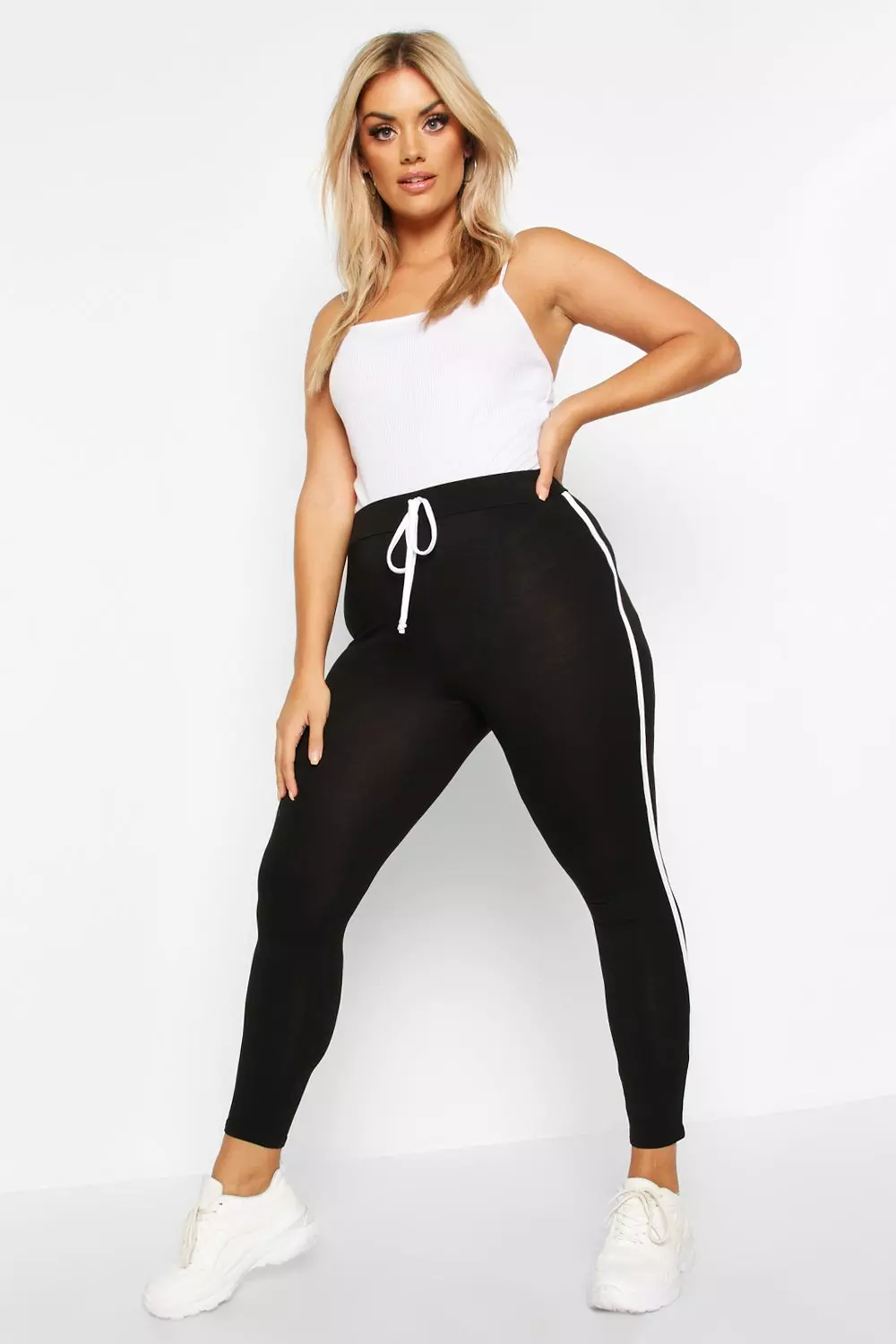 Black and white hotsell striped leggings plus size