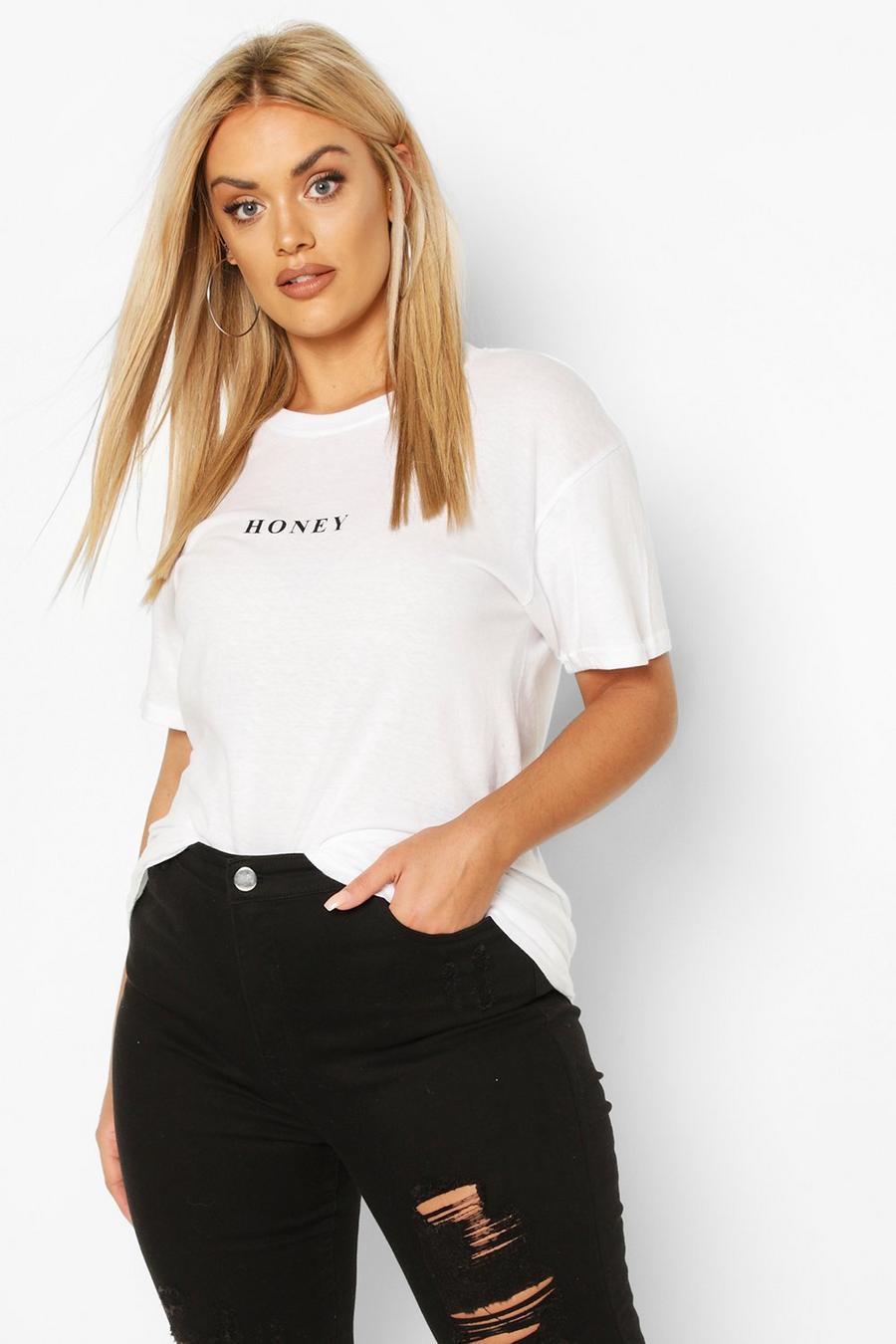 T-shirt à slogan Honey Micro - Plus, Blanc image number 1