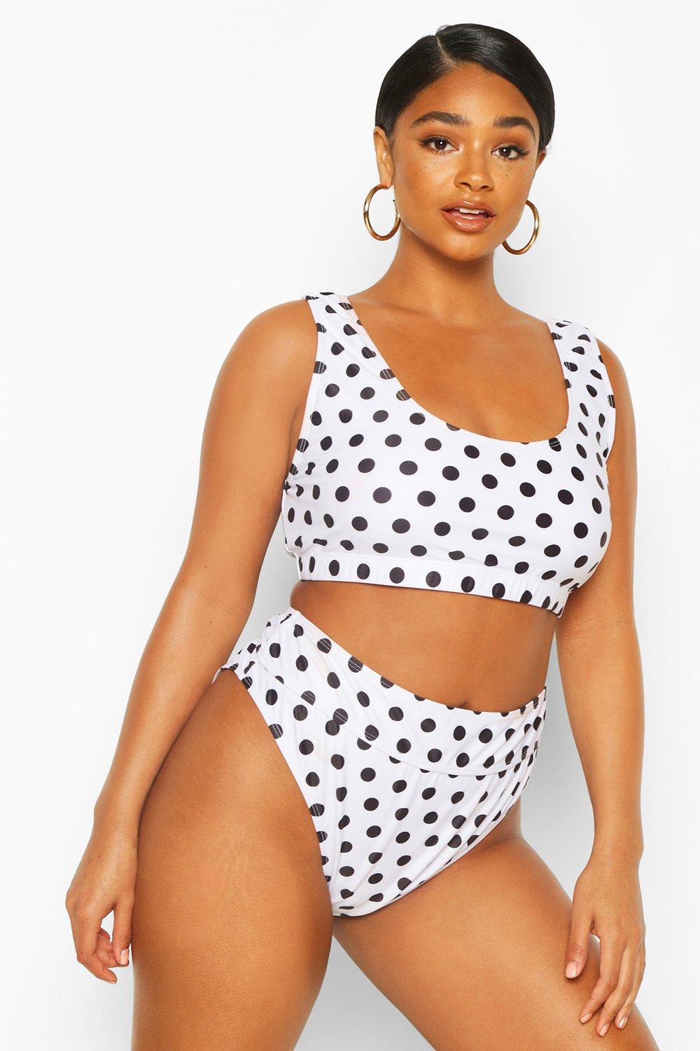 black polka dot high waisted bikini