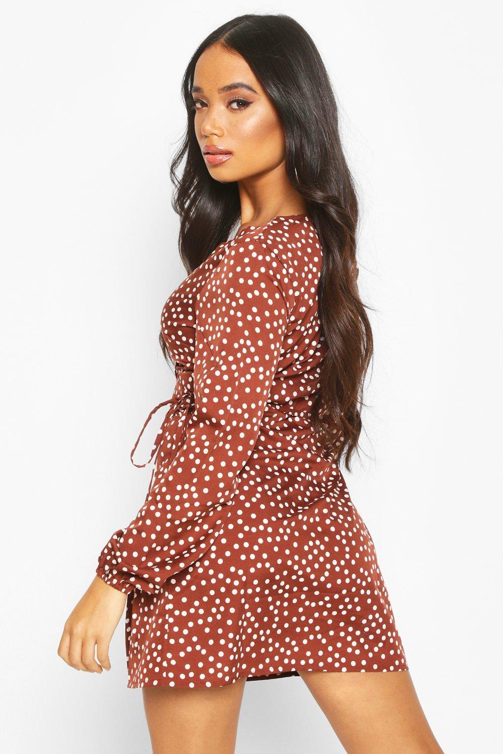 Red polka dot dress on sale missguided