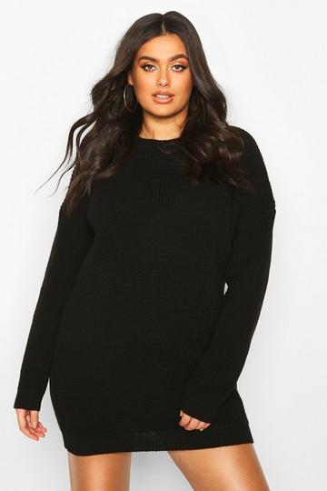 Black Plus Crew Neck Sweater Dress