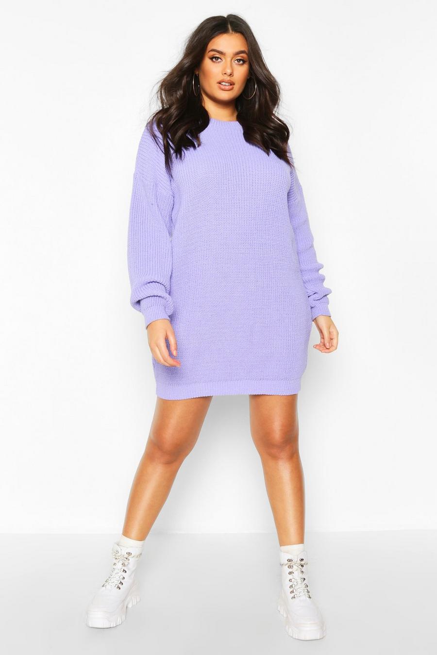 Lilac Plus Crew Neck Sweater Dress image number 1