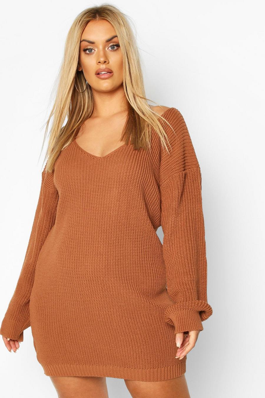 Biscuit Plus V-Neck Jumper Mini Dress image number 1