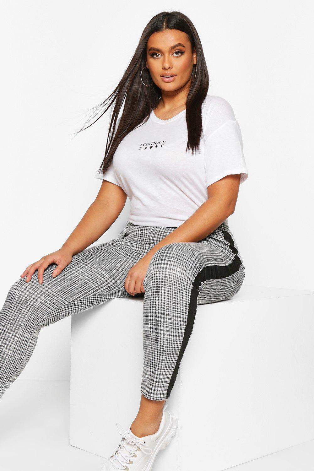 Plus Contrast Check Jacquard Treggings