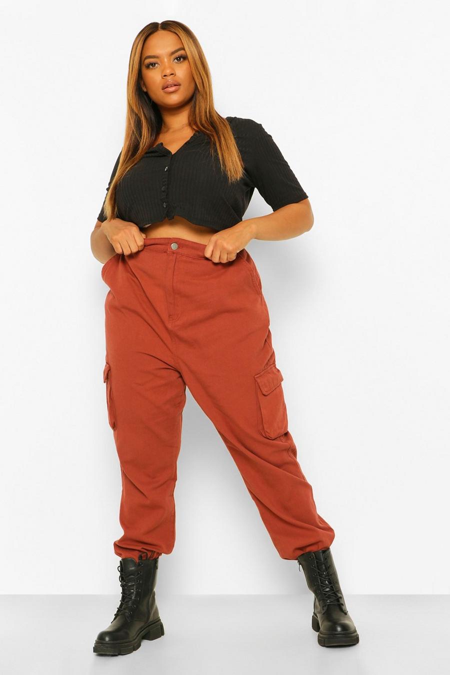 Jeans Cargo Plus Size, Tabacco marrone image number 1