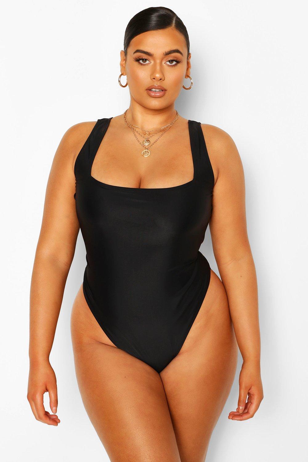 boohoo high leg swimsuit