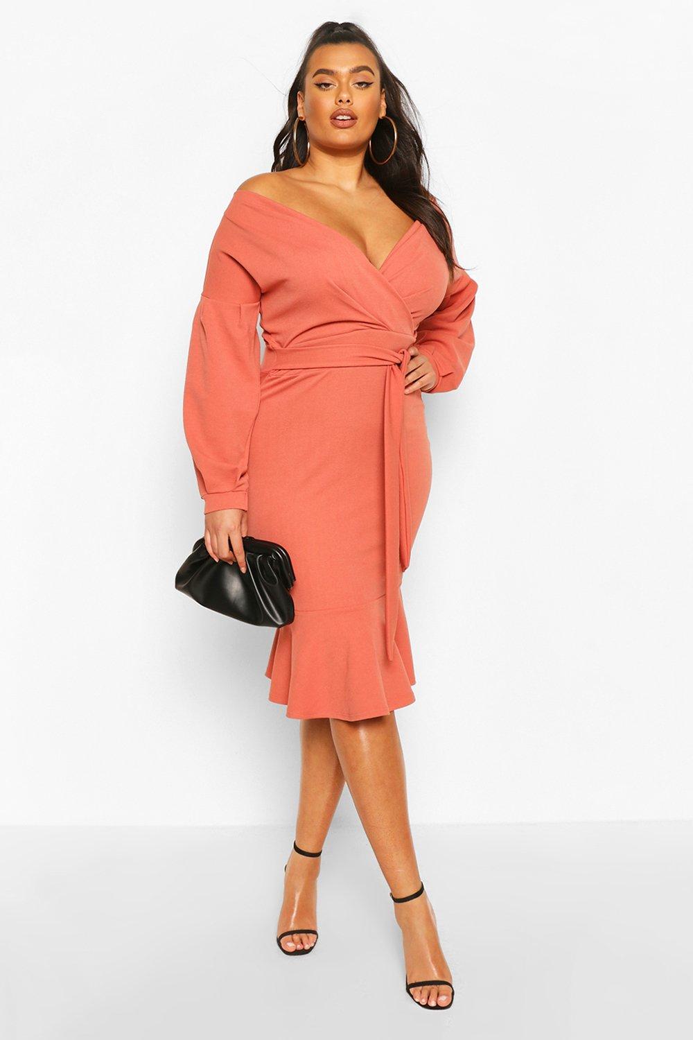 ruffle detail wrap dress