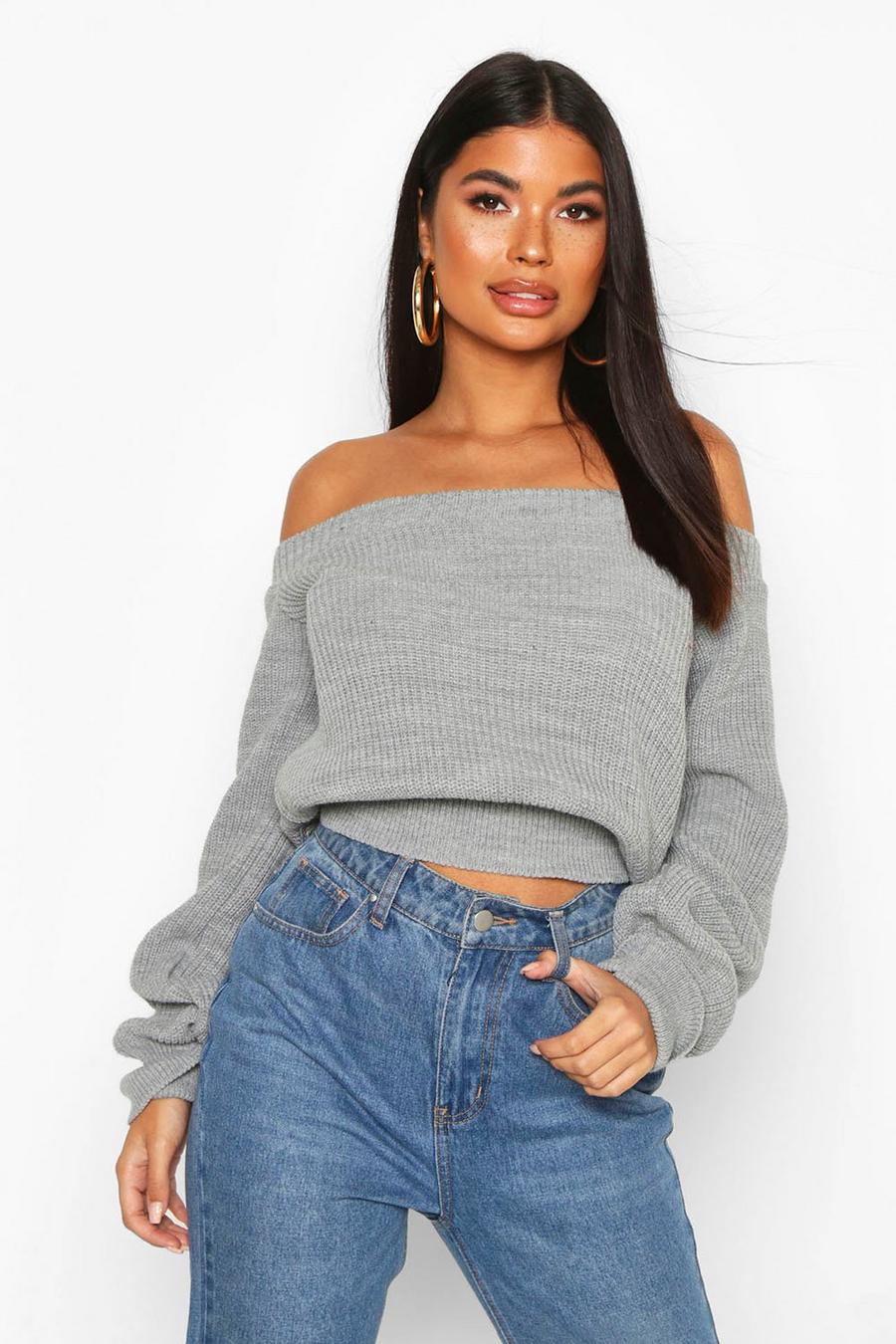 Petite Off The Shoulder Balloon Sleeve Sweater image number 1