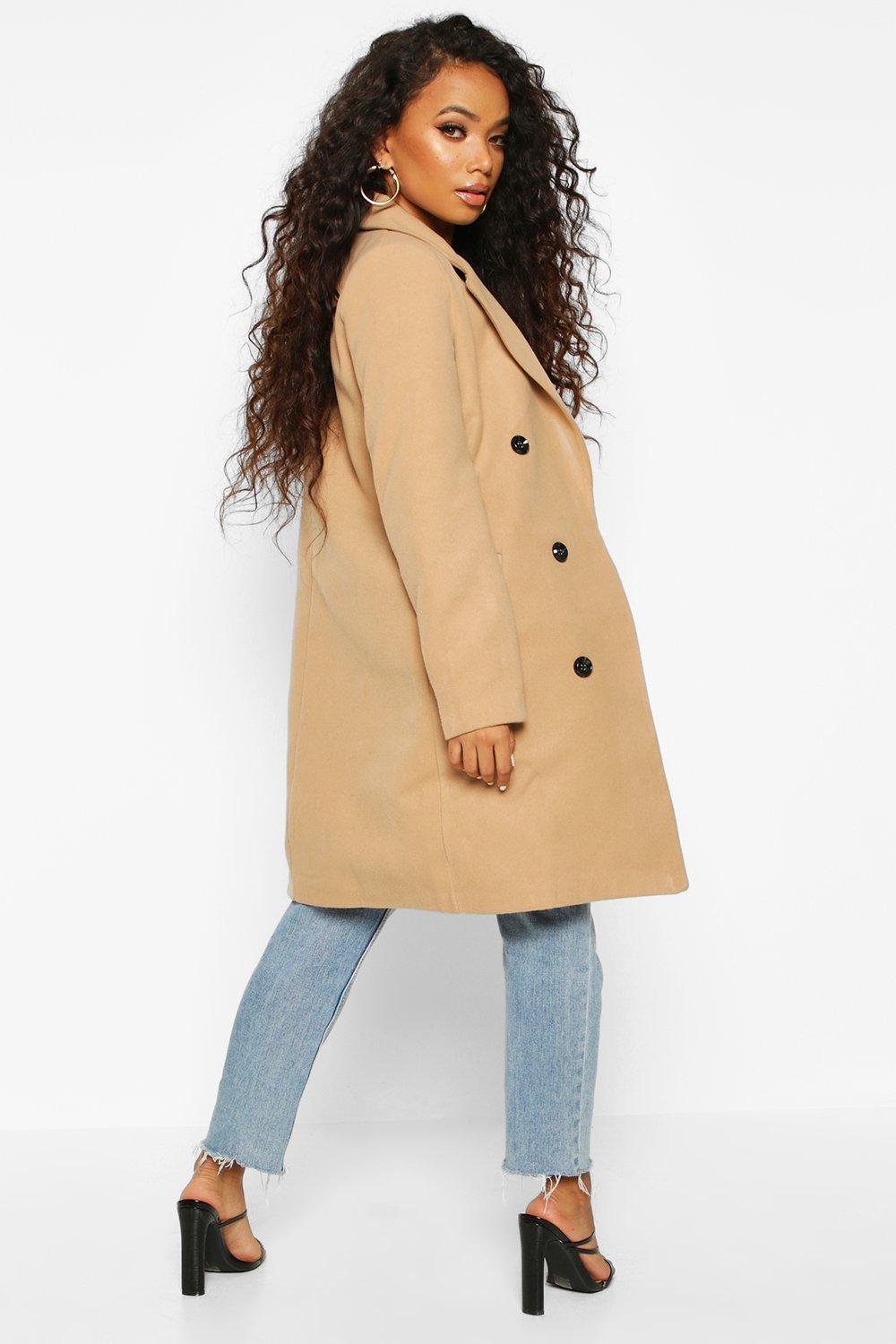 Petite double breasted wool hot sale coat