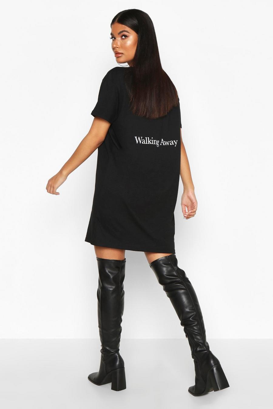 Petite T-Shirt-Kleid mit „Walking Away“-Slogan hinten image number 1