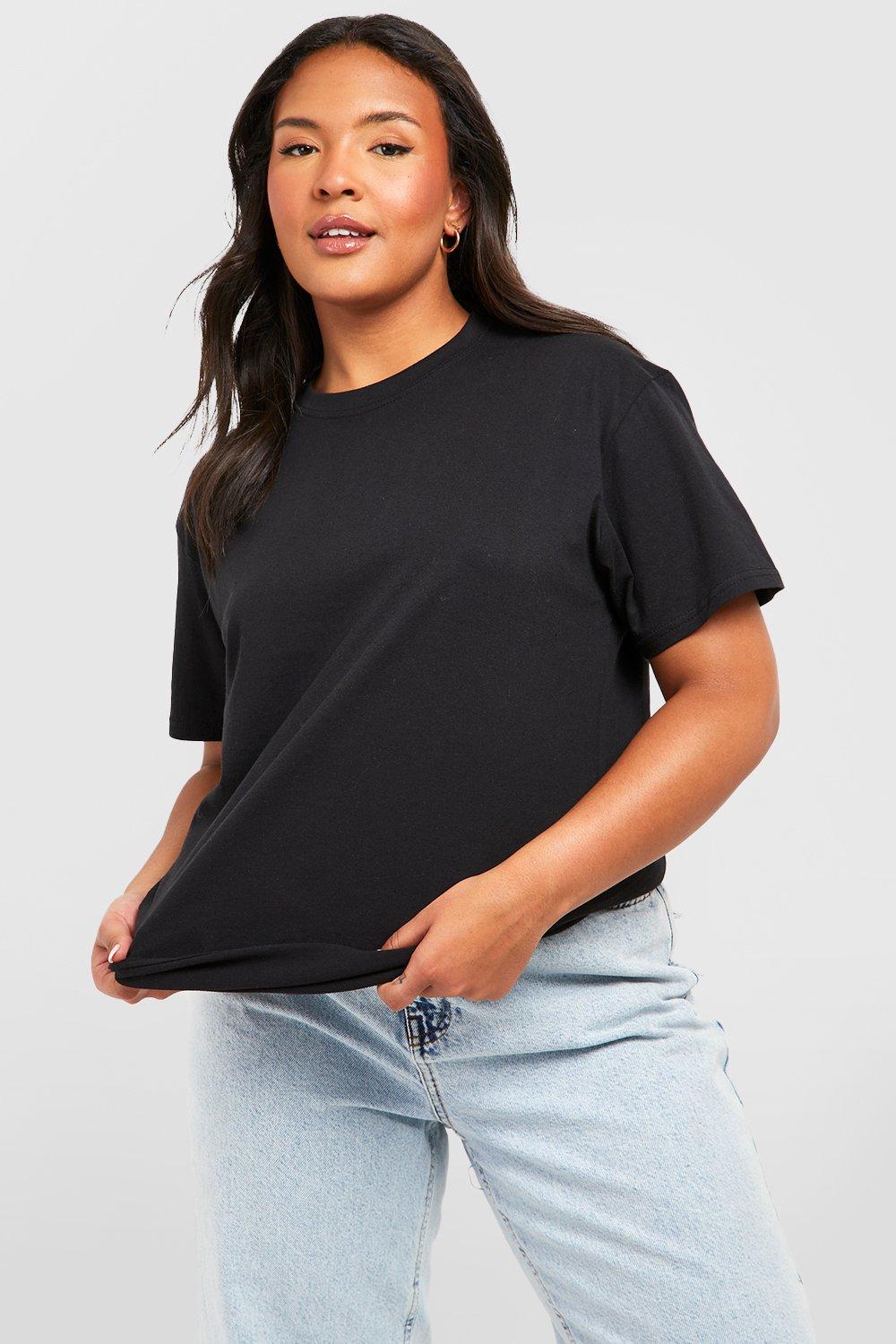 Plain black tee shirt womens sale