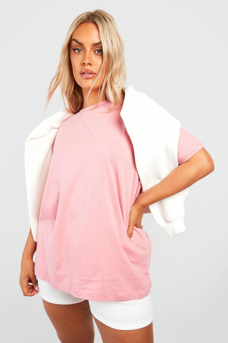 T-shirt Plus Size Basic con scollo rotondo, Rose rosa image number 1