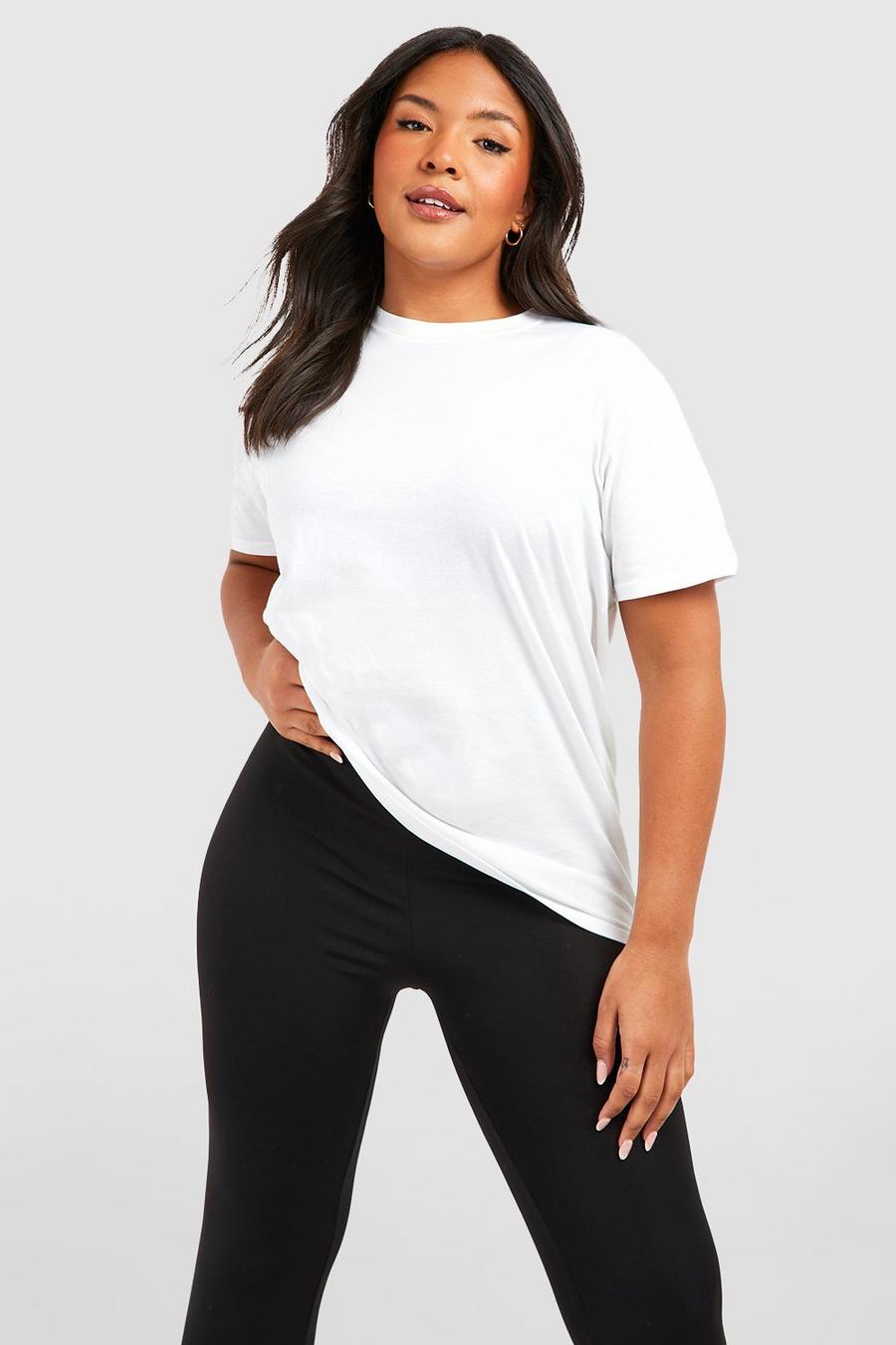 T-shirt Plus Size Basic con scollo rotondo, Bianco image number 1