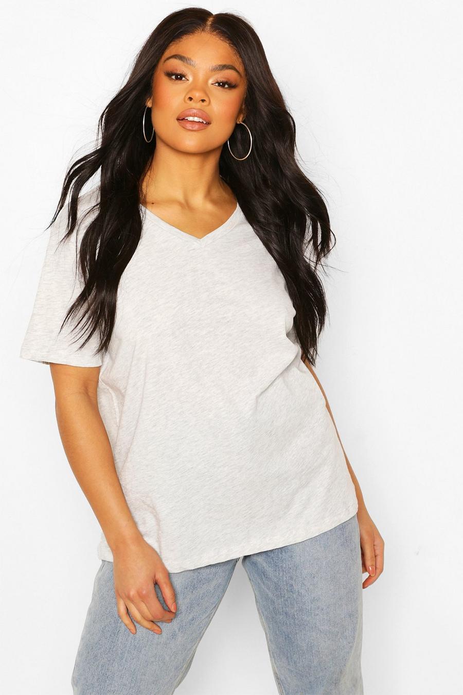 Grey marl Plus - Basic V-ringad t-shirt image number 1