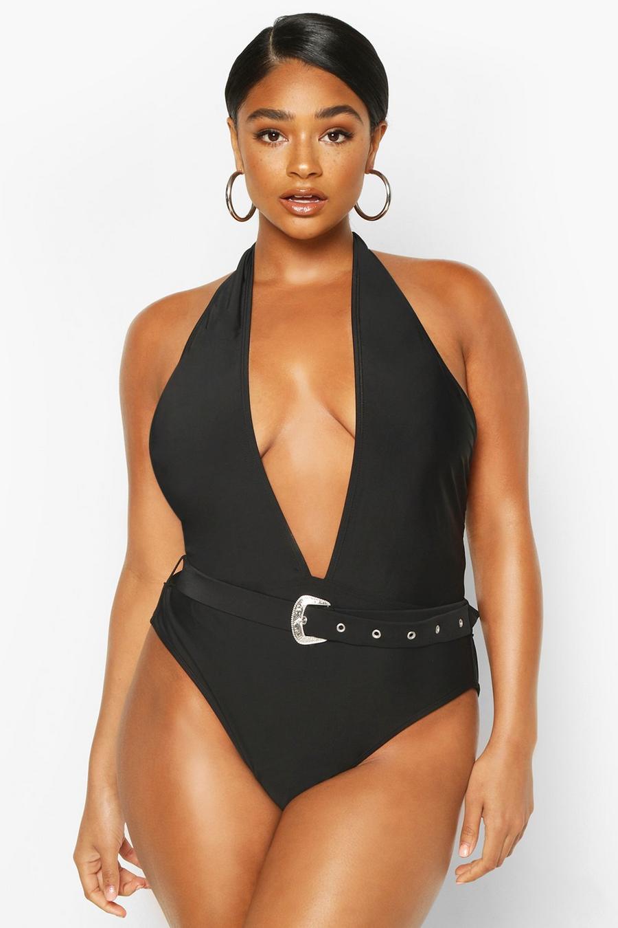 Maillot de bain dos nu à ceinture et décolleté plongeant Plus image number 1