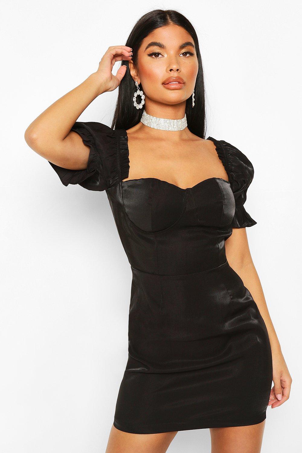 boohoo petite black dress