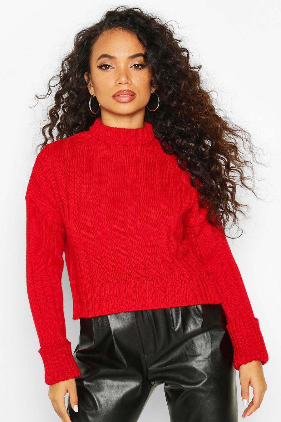 Petite Turtleneck Chunky Extreme Turn Up Cuff Jumper image number 1
