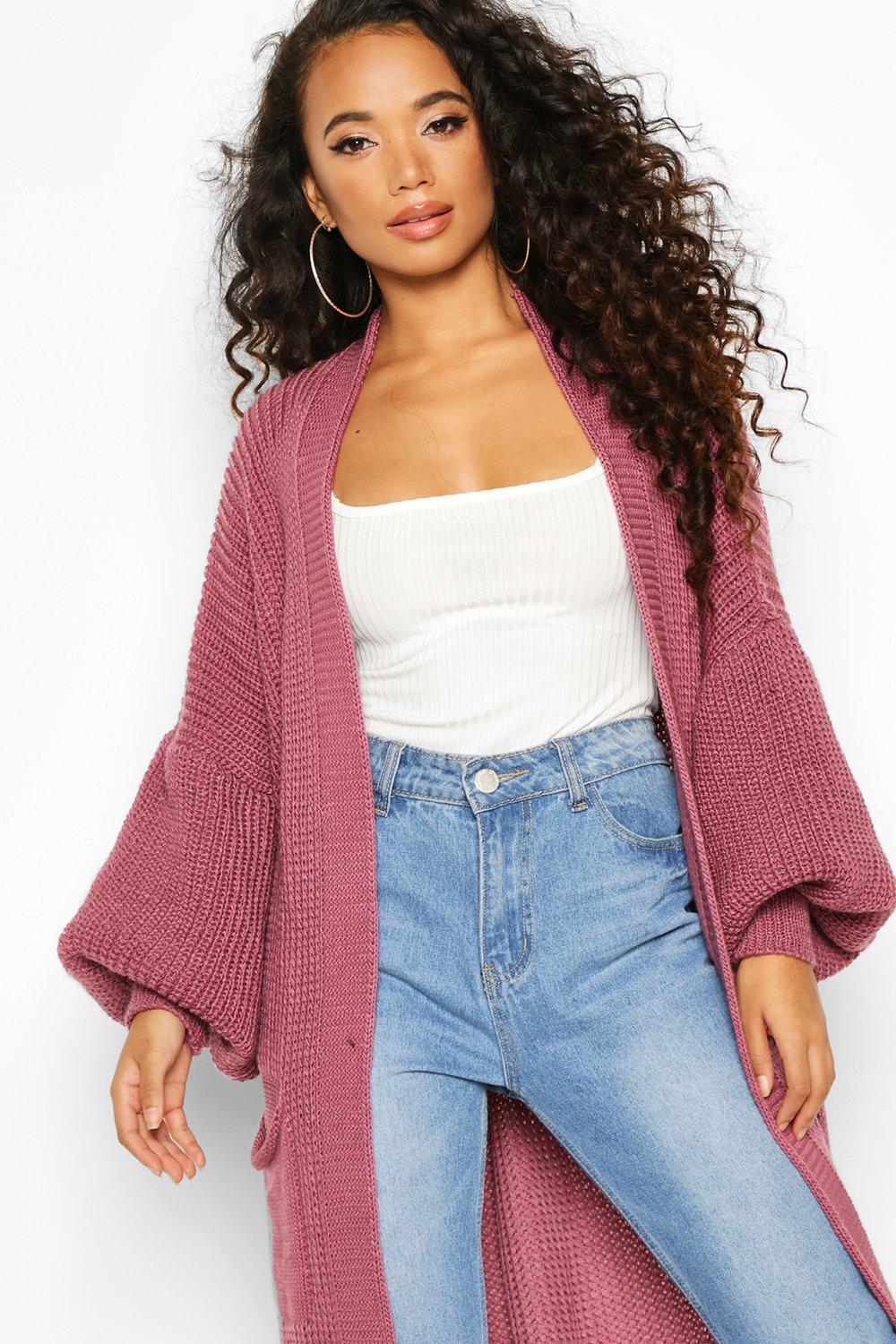 balloon sleeve knit cardigan