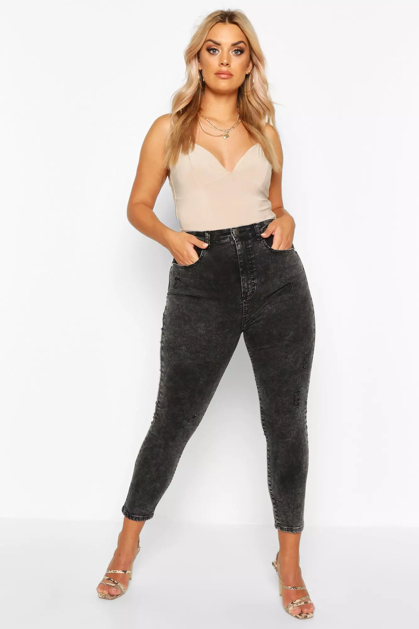 Plus size black 2024 acid wash jeans