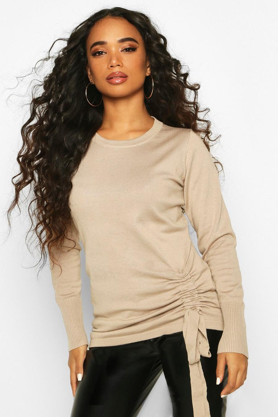 Petite Ruched Detail Crew Neck Sweater image number 1