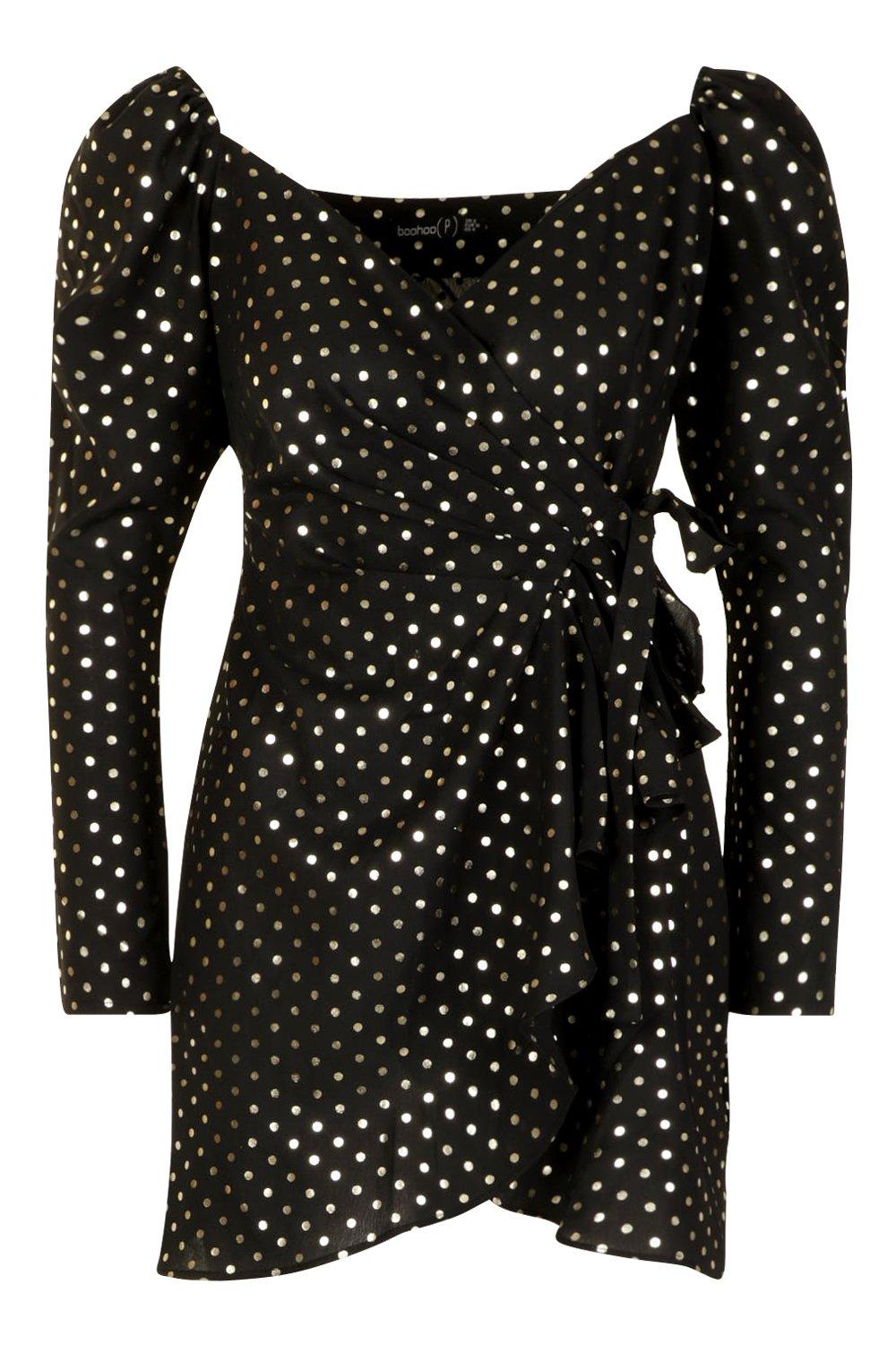 boohoo metallic spot dress