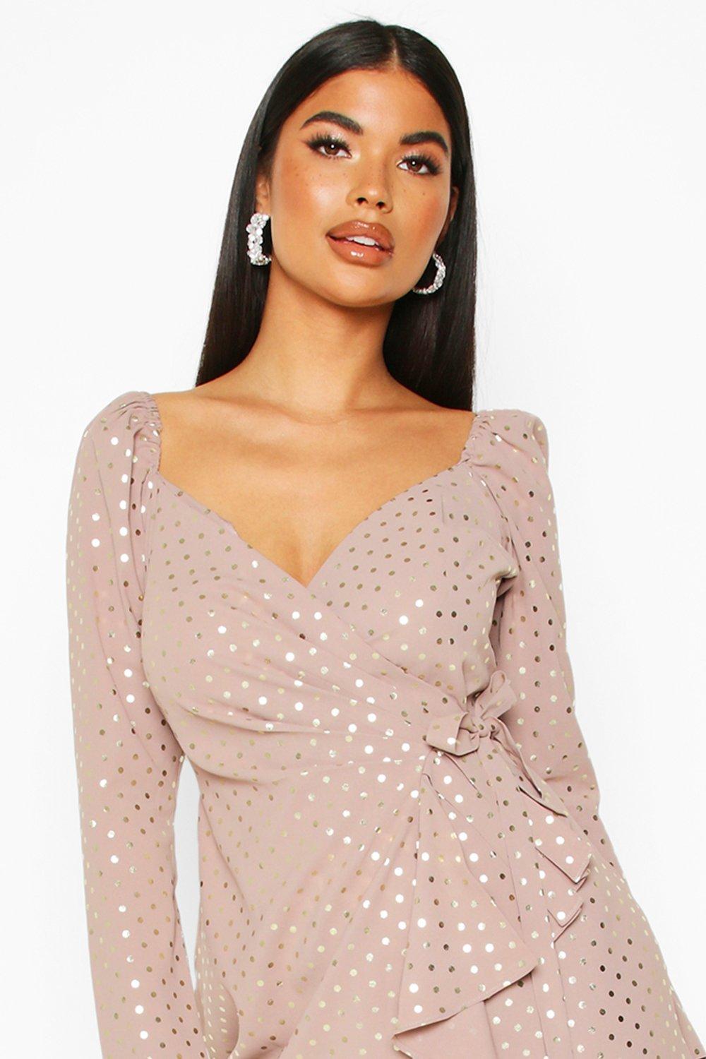 Boohoo metallic 2024 spot dress