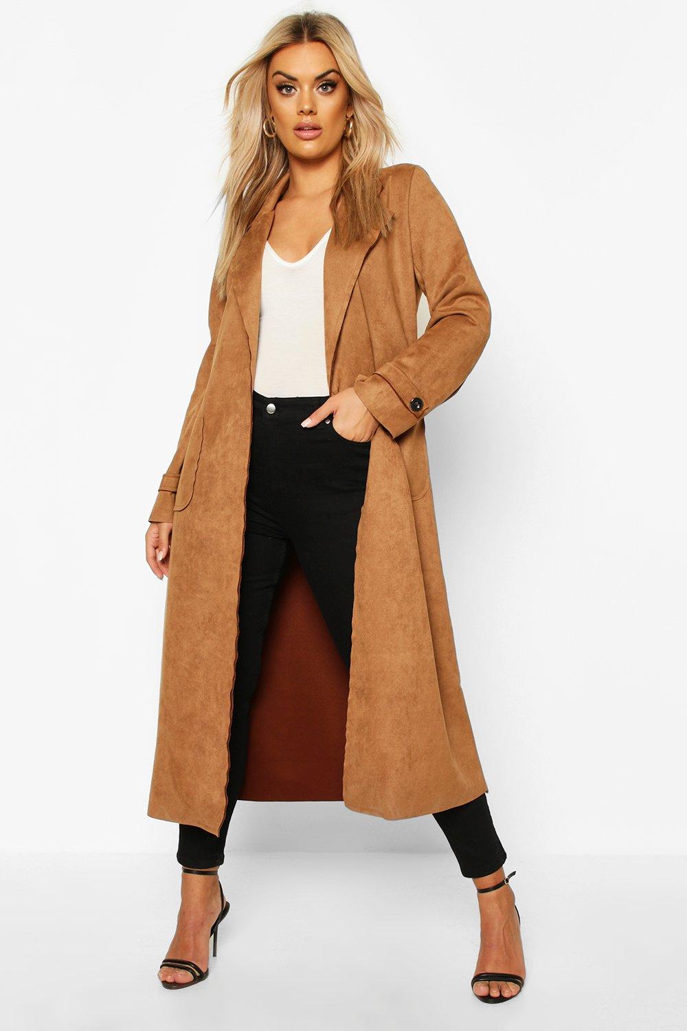 Women's suede coats store long