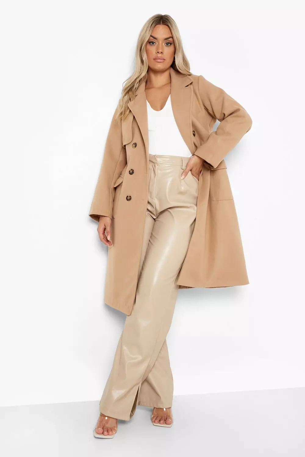 Missguided camel coat hotsell