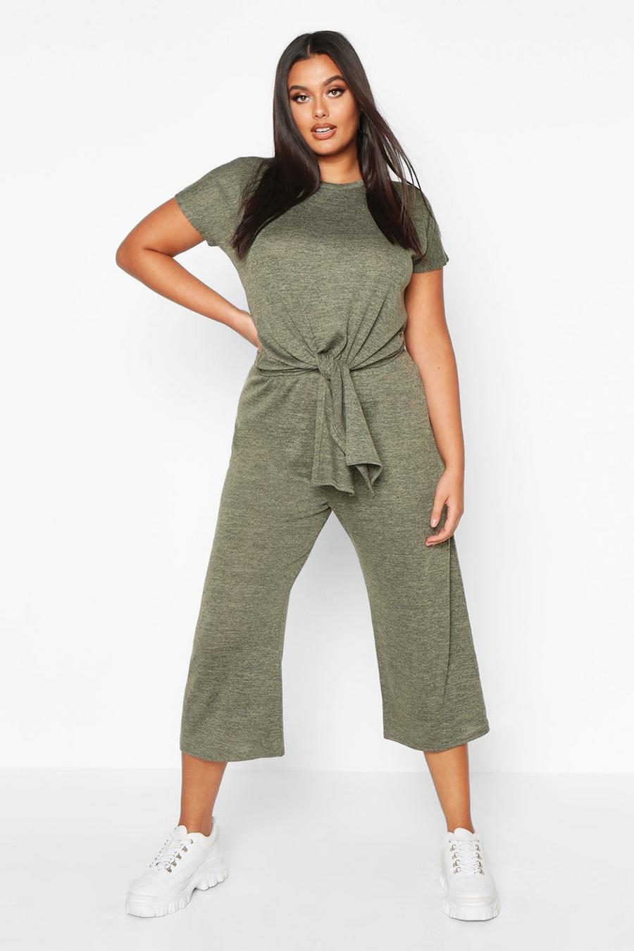 Plus Brushed Knit Knot Front Top + Culotte Co-ord image number 1