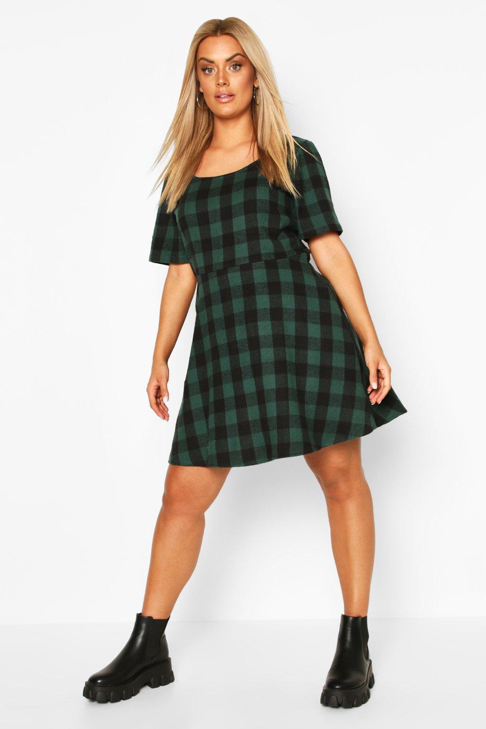 Plaid dress outlet boohoo