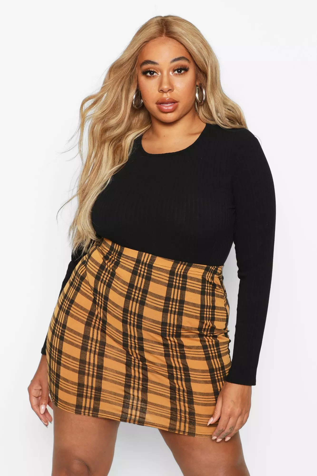 Plus size black skirt yellow best sale