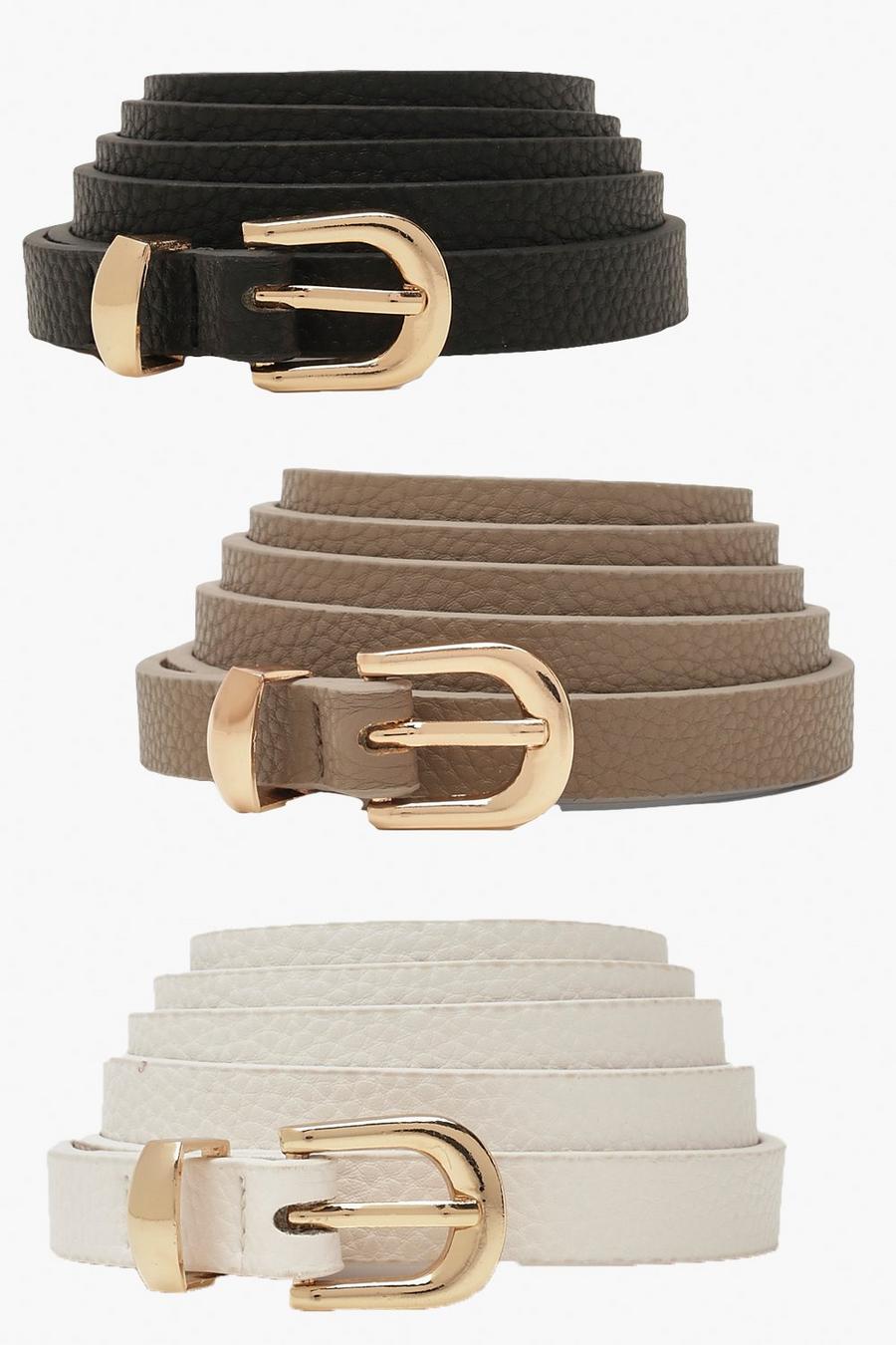 Black schwarz Plus Skinny Belts 3 Pack