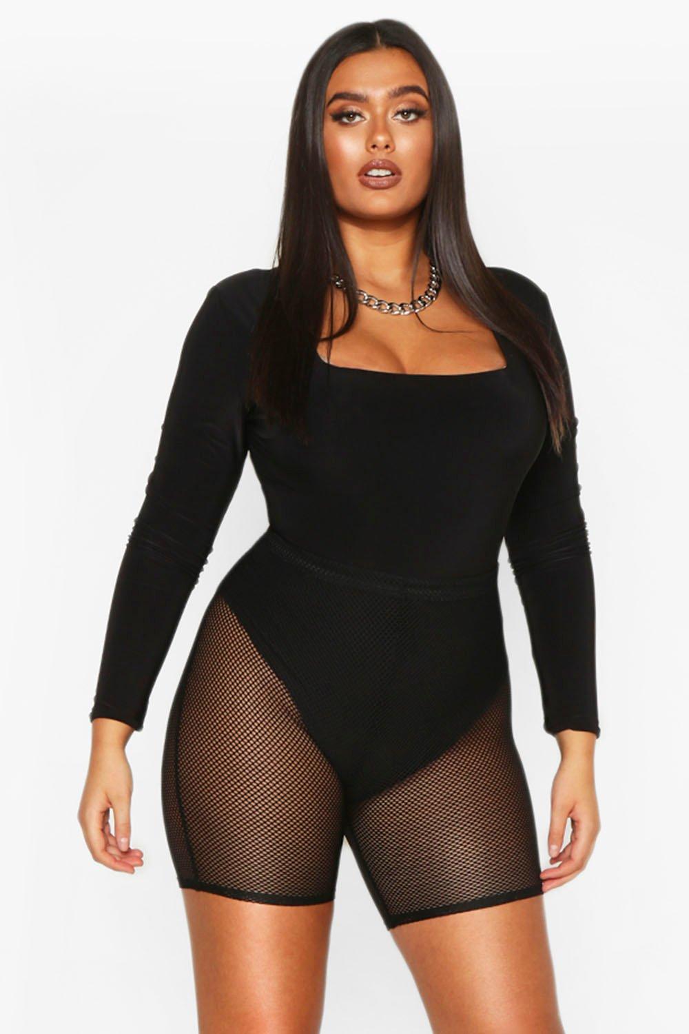 Fishnet biker store shorts plus size