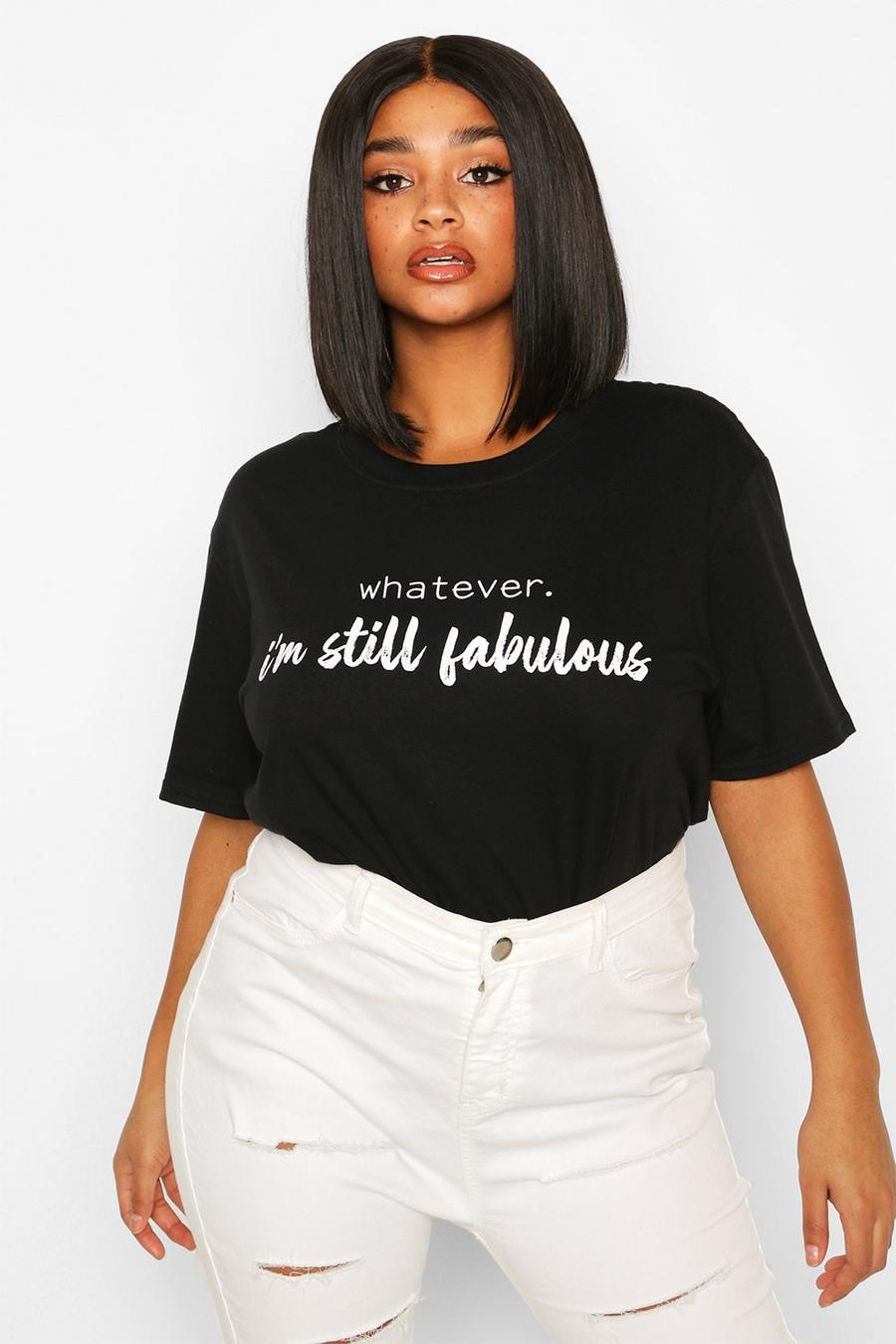 Black Plus Whatever Still Fabulous Slogan T-Shirt image number 1