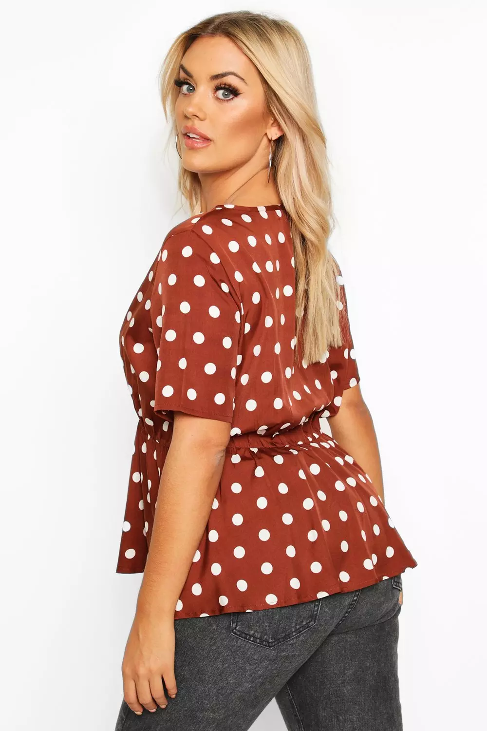 Red polka sale dot peplum top