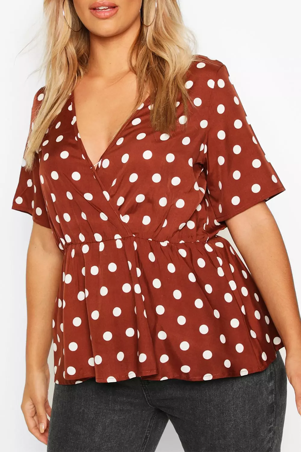 Red polka sale dot peplum top