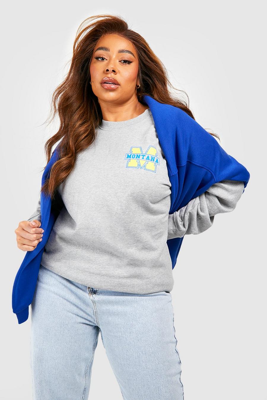 Grey Plus - "Montana" Oversize sweatshirt med slogan image number 1