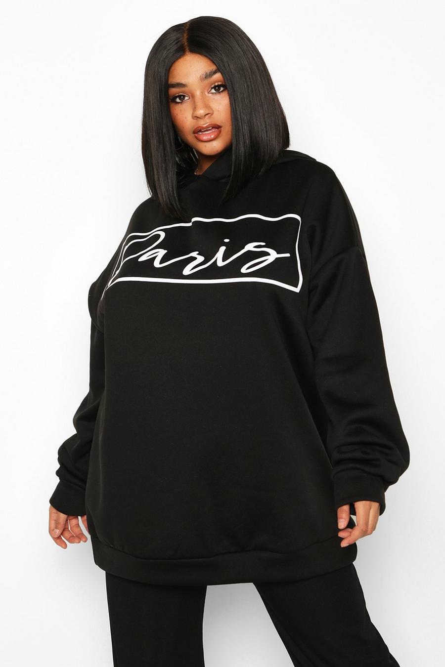 Black Plus - Paris Oversize hoodie med slogan image number 1