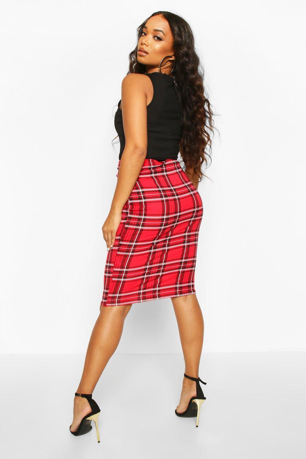 Plaid pencil hotsell skirt midi