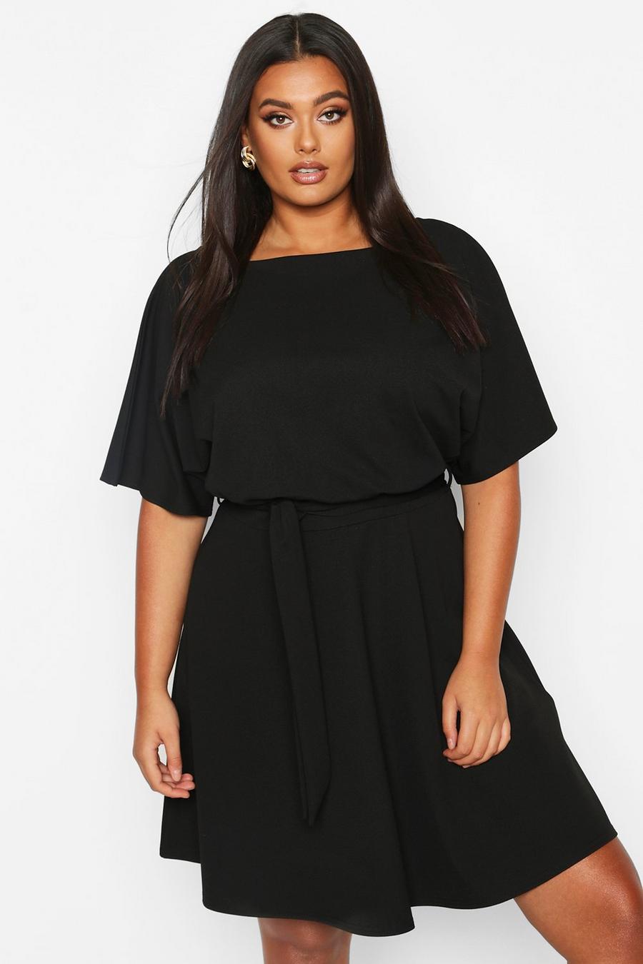Plus Double Layer Tie Waist Skater Dress image number 1