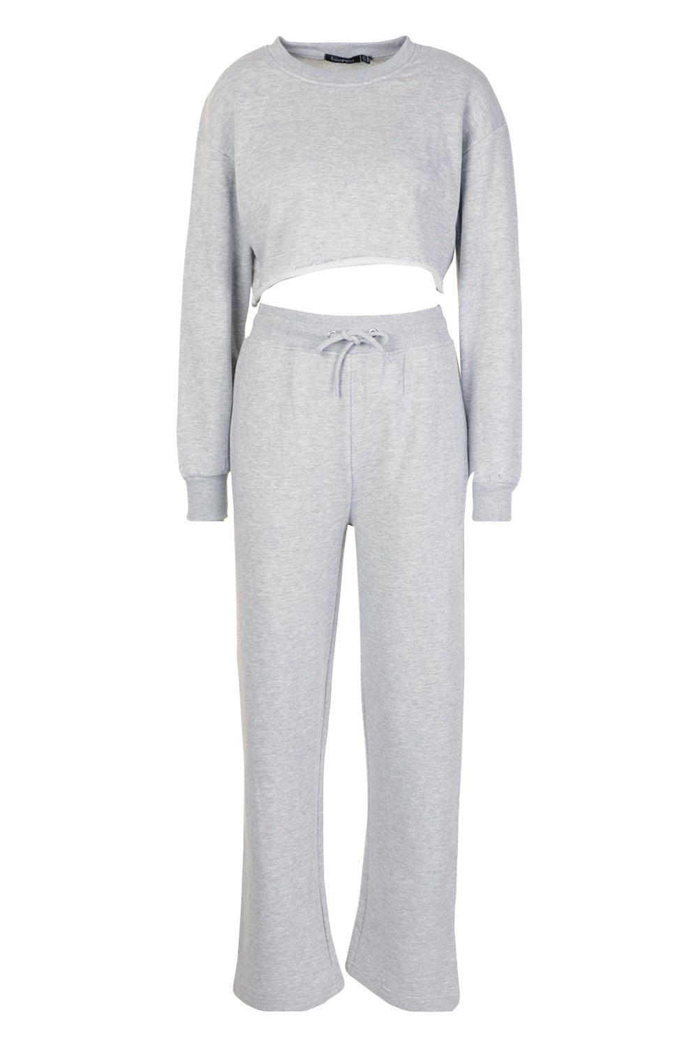 Petite Crop Sweat and Jogger Loungewear Set